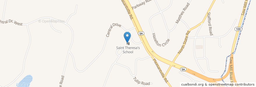 Mapa de ubicacion de Saint Theresa's School en Estados Unidos De América, Nueva York, Westchester County, Briarcliff Manor, Town Of Ossining.