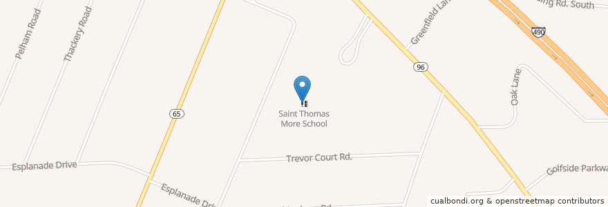 Mapa de ubicacion de Saint Thomas More School en Stati Uniti D'America, New York, Monroe County, Brighton Town.