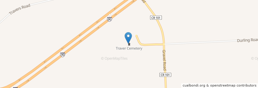 Mapa de ubicacion de Traver Cemetery en United States, New York, Seneca County, Tyre Town.