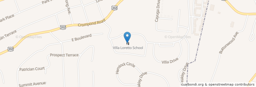 Mapa de ubicacion de Villa Loretto School en 美利坚合众国/美利堅合眾國, 纽约州 / 紐約州, Westchester County, Peekskill.