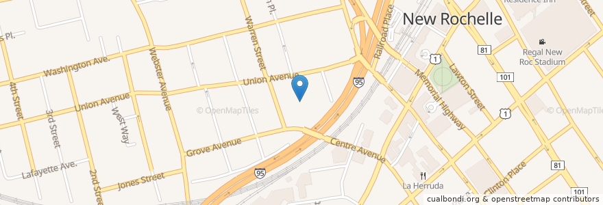 Mapa de ubicacion de Washington School en 美利坚合众国/美利堅合眾國, 纽约州 / 紐約州, Westchester County, New Rochelle.