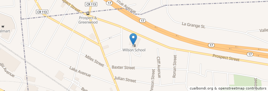 Mapa de ubicacion de Wilson School en Estados Unidos De América, Nueva York, Broome County.