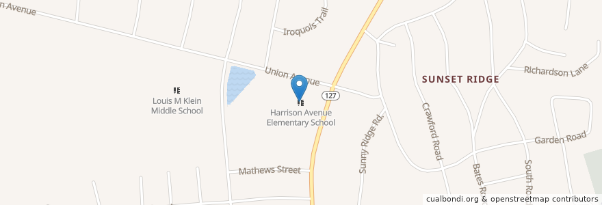 Mapa de ubicacion de Harrison Avenue Elementary School en États-Unis D'Amérique, New York, Westchester County, Town Of Harrison, Harrison.