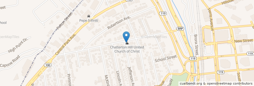 Mapa de ubicacion de Chatterton Hill United Church of Christ en United States, New York, Westchester County, White Plains.
