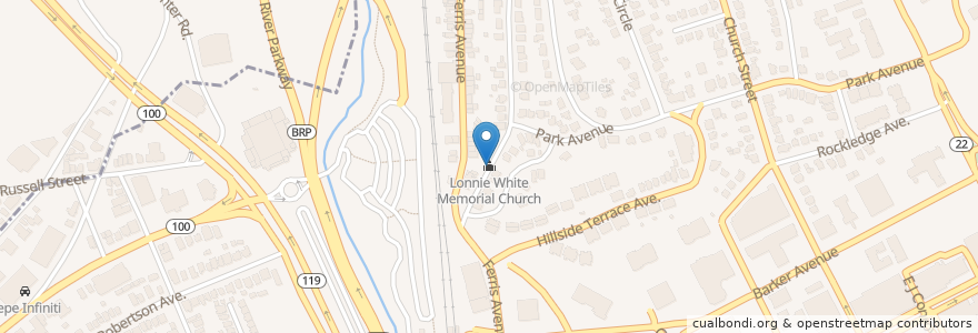 Mapa de ubicacion de Lonnie White Memorial Church en Vereinigte Staaten Von Amerika, New York, Westchester County, White Plains.