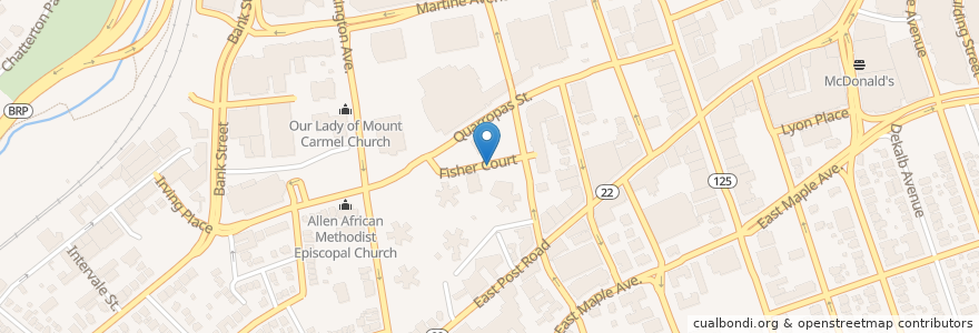 Mapa de ubicacion de Bethel Baptist Church en United States, New York, Westchester County, White Plains.