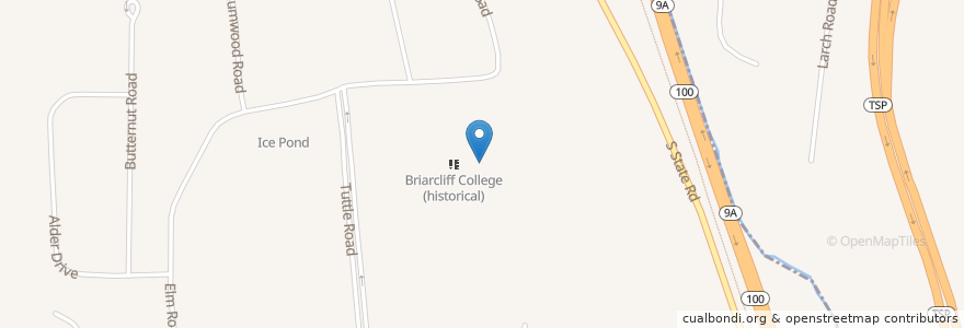 Mapa de ubicacion de Pace Univeristy Briarcliff Campus en 미국, 뉴욕, Westchester County, Briarcliff Manor, Town Of Ossining.