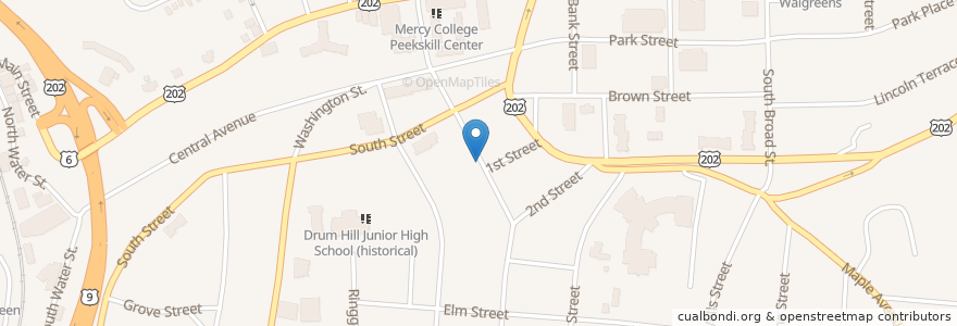 Mapa de ubicacion de Peekskill Middle School en 미국, 뉴욕, Westchester County, Peekskill.