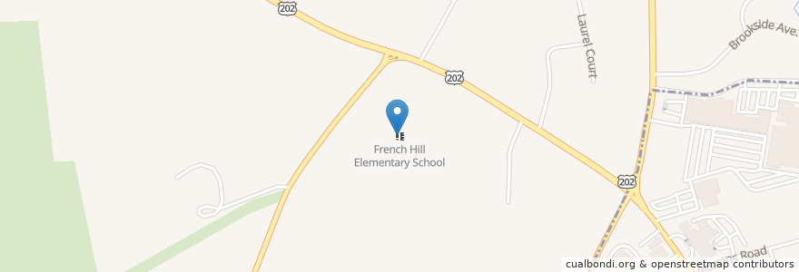 Mapa de ubicacion de French Hill Elementary School en Vereinigte Staaten Von Amerika, New York, Westchester County, Town Of Yorktown.