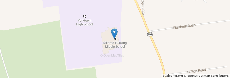 Mapa de ubicacion de Mildred E Strang Middle School en United States, New York, Westchester County, Town Of Yorktown.
