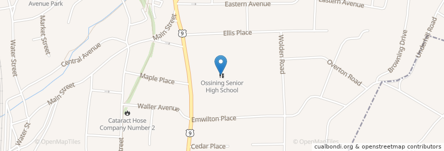 Mapa de ubicacion de Ossining Senior High School en Соединённые Штаты Америки, Нью-Йорк, Округ Уэстчестер, Town Of Ossining, Ossining.