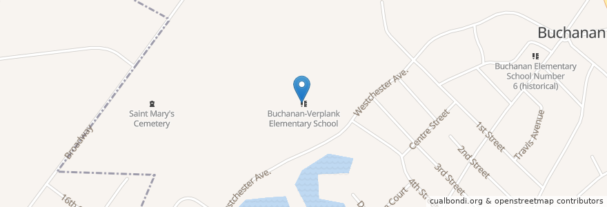 Mapa de ubicacion de Buchanan-Verplank Elementary School en ایالات متحده آمریکا, New York, Westchester County, Buchanan, Cortlandt.