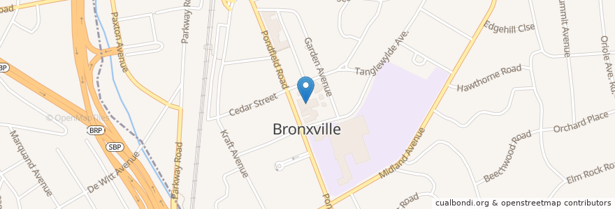 Mapa de ubicacion de Bronxville Post Office en Соединённые Штаты Америки, Нью-Йорк, Округ Уэстчестер, Town Of Eastchester, Bronxville.
