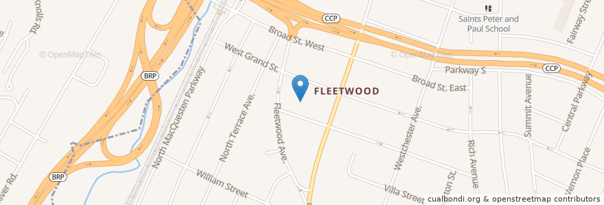 Mapa de ubicacion de Fleetwood Station Mount Vernon Post Office en アメリカ合衆国, ニューヨーク州, Westchester County, Mount Vernon.