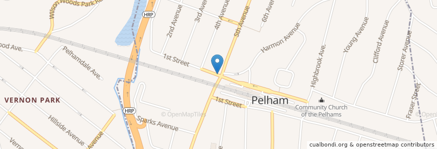 Mapa de ubicacion de Pelham Post Office en Соединённые Штаты Америки, Нью-Йорк, Округ Уэстчестер, Town Of Pelham, Pelham.