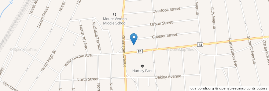 Mapa de ubicacion de Community Church at the Circle en アメリカ合衆国, ニューヨーク州, Westchester County, Mount Vernon.