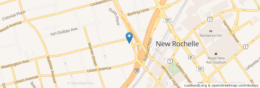 Mapa de ubicacion de Saint Gabriel's Church en 美利坚合众国/美利堅合眾國, 纽约州 / 紐約州, Westchester County, New Rochelle.