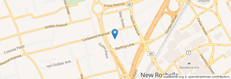 Mapa de ubicacion de Zion Baptist Church en Stati Uniti D'America, New York, Westchester County, New Rochelle.