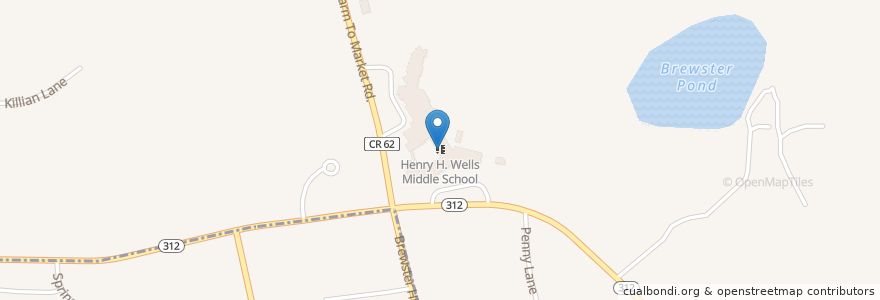 Mapa de ubicacion de Henry H. Wells Middle School en United States, New York, Putnam County, Town Of Southeast.