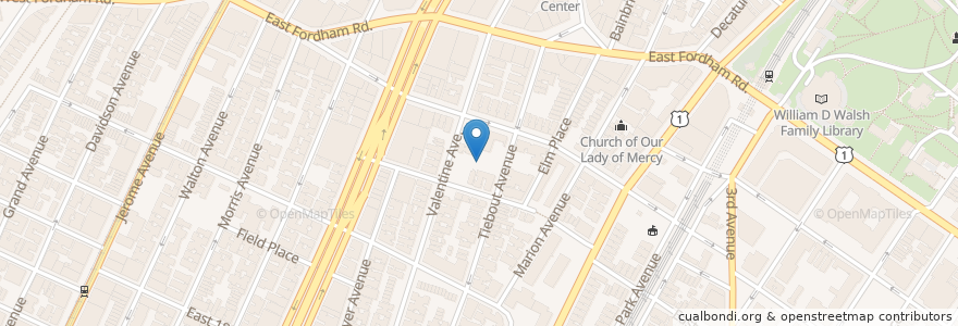 Mapa de ubicacion de Christ Lutheran Church en Estados Unidos Da América, Nova Iorque, New York, Bronx County, The Bronx.