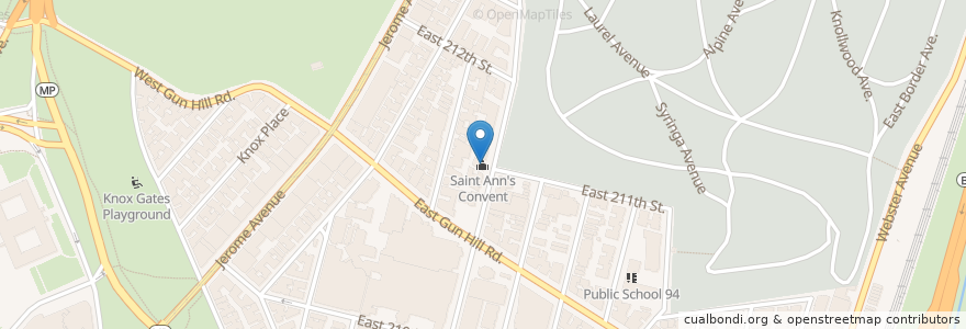 Mapa de ubicacion de Saint Ann's Convent en アメリカ合衆国, ニューヨーク州, New York, Bronx County, The Bronx.