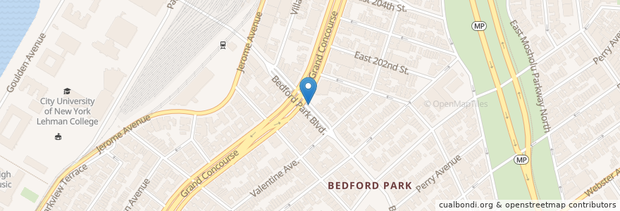Mapa de ubicacion de Bedford Park Academy en Estados Unidos Da América, Nova Iorque, New York, Bronx County, The Bronx.