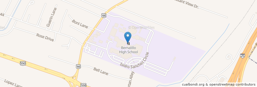 Mapa de ubicacion de Bernalillo High School en United States, New Mexico, Sandoval County, Bernalillo.