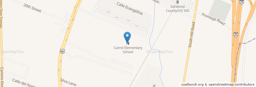 Mapa de ubicacion de Carrol Elementary School en ایالات متحده آمریکا, نیومکزیکو, Sandoval County, Bernalillo.