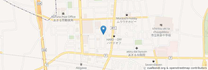 Mapa de ubicacion de きらら歯科 en 日本, 東京都, あきる野市.