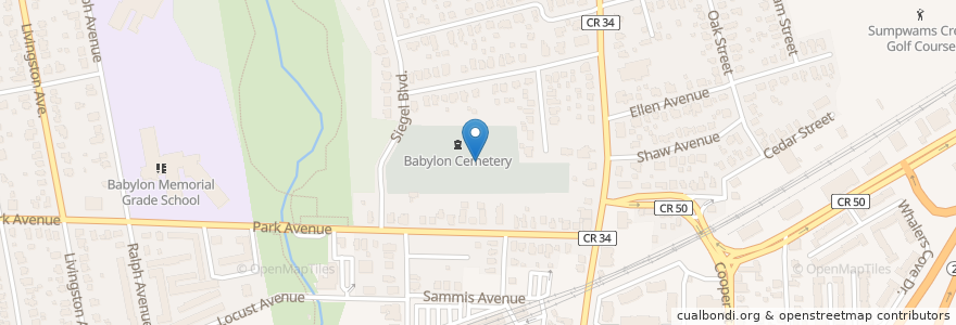 Mapa de ubicacion de Babylon Cemetery en United States, New York, Suffolk County, Babylon.