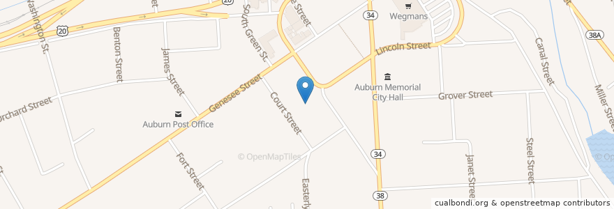 Mapa de ubicacion de Westminster Church en アメリカ合衆国, ニューヨーク州, Cayuga County, Auburn.