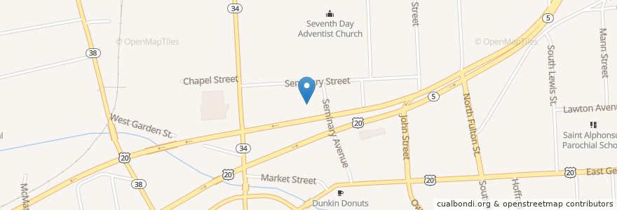 Mapa de ubicacion de Saint Luke's United Church of Christ en アメリカ合衆国, ニューヨーク州, Cayuga County, Auburn.