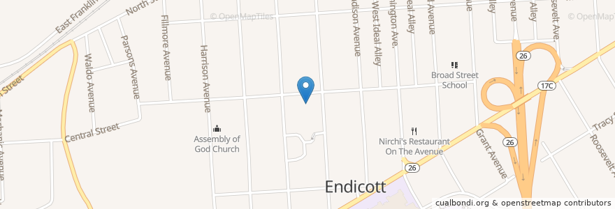 Mapa de ubicacion de Saint Pauls Episcopal Church en Estados Unidos De América, Nueva York, Broome County, Union Town, Endicott.