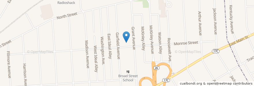Mapa de ubicacion de Trinity Memorial Church en Stati Uniti D'America, New York, Broome County, Union Town, Endicott.