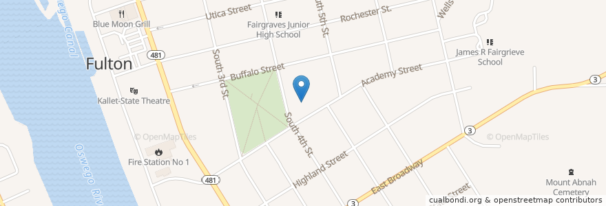 Mapa de ubicacion de Fulton High School en アメリカ合衆国, ニューヨーク州, Oswego County, Fulton.