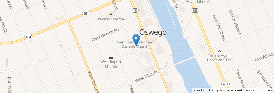 Mapa de ubicacion de First Church of Christ Scientist en Vereinigte Staaten Von Amerika, New York, Oswego County, Oswego.