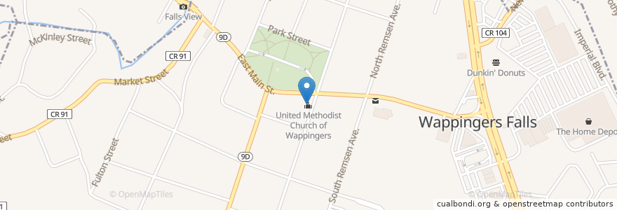 Mapa de ubicacion de United Methodist Church of Wappingers en ایالات متحده آمریکا, New York, Dutchess County, Town Of Wappinger, Wappingers Falls.
