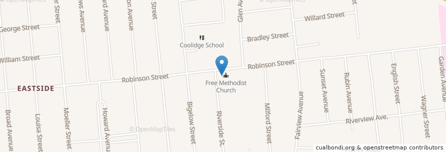 Mapa de ubicacion de Free Methodist Church en Amerika Syarikat, New York, Broome County, Binghamton.