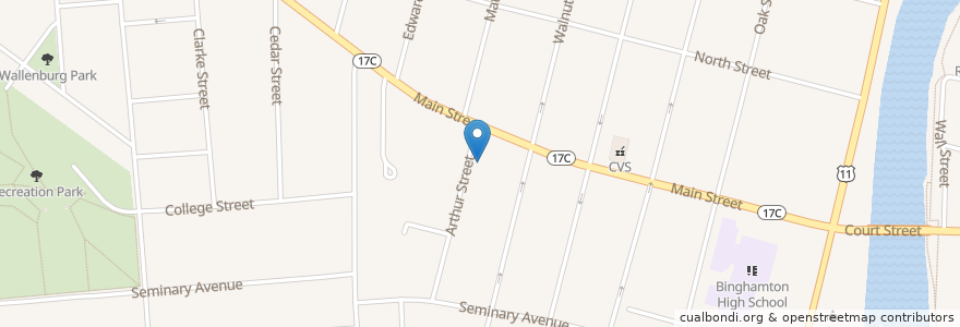 Mapa de ubicacion de Tabernacle Methodist Church en Amerika Syarikat, New York, Broome County, Binghamton.