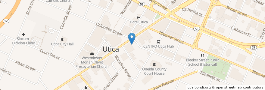Mapa de ubicacion de Grace Episcopal Church en Verenigde Staten, New York, Oneida County, City Of Utica.