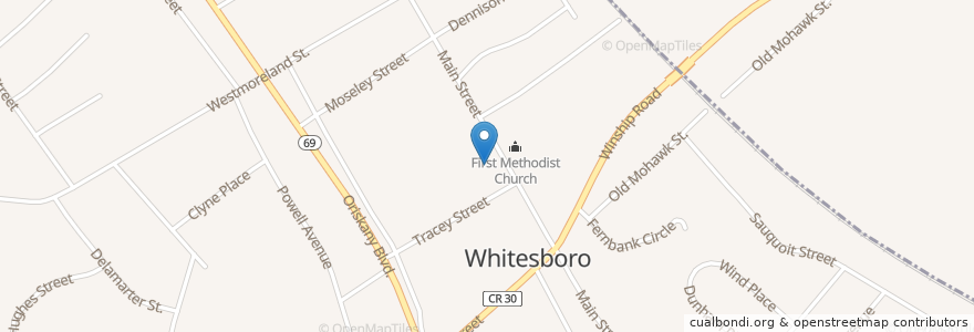 Mapa de ubicacion de Whitesboro Baptist Church en United States, New York, Oneida County, Town Of Whitestown, Whitesboro.