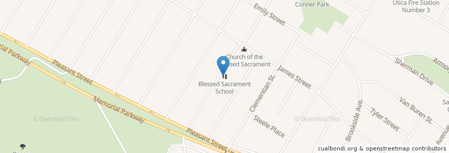 Mapa de ubicacion de Blessed Sacrament School en Соединённые Штаты Америки, Нью-Йорк, Округ Онайда, City Of Utica.