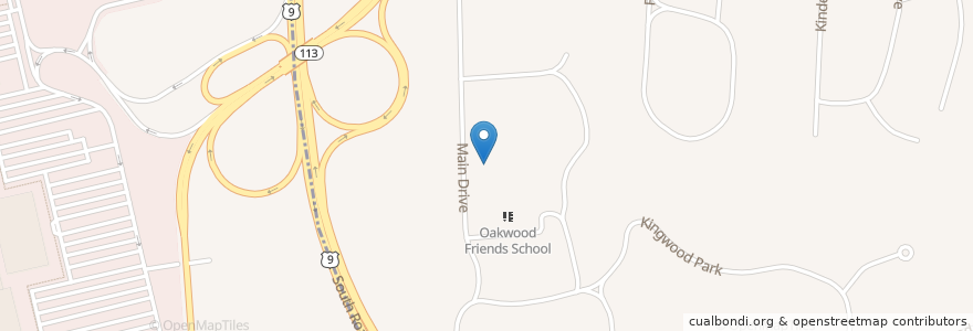 Mapa de ubicacion de Oakwood Friends School en 美利坚合众国/美利堅合眾國, 纽约州 / 紐約州, Dutchess County, Town Of Poughkeepsie.
