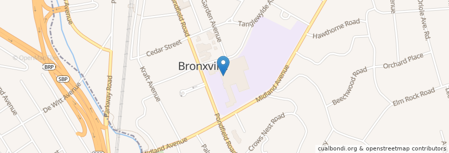 Mapa de ubicacion de Bronxville Elementary School en États-Unis D'Amérique, New York, Westchester County, Town Of Eastchester, Bronxville.