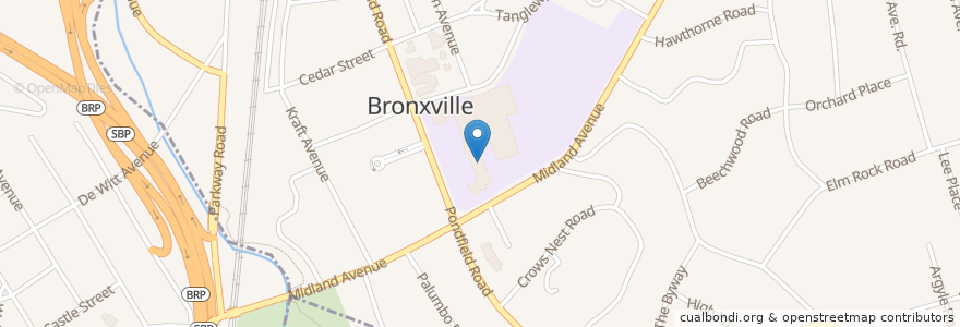 Mapa de ubicacion de Bronxville Middle School en アメリカ合衆国, ニューヨーク州, Westchester County, Town Of Eastchester, Bronxville.