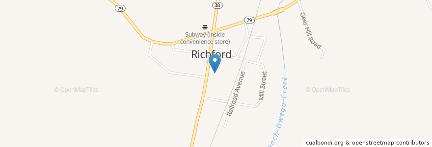 Mapa de ubicacion de Richford Congregational Church en United States, New York, Tioga County.