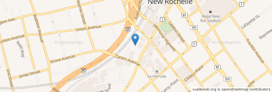 Mapa de ubicacion de Trinity Protestant Episcopal Cemetery en United States, New York, Westchester County, New Rochelle.