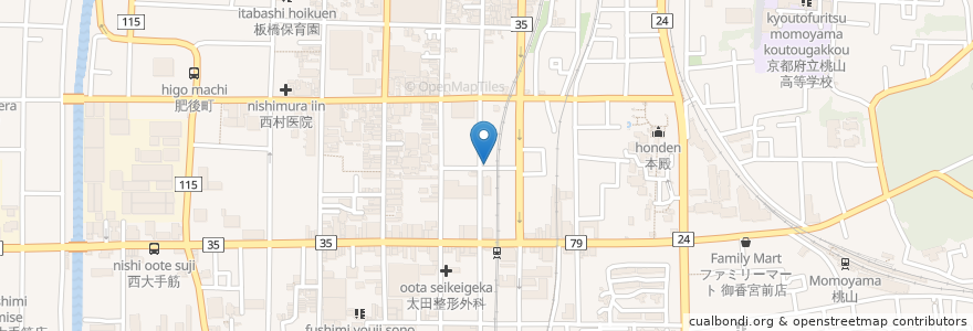 Mapa de ubicacion de タイムズ伏見桃山駅北 en Japon, Préfecture De Kyoto, 京都市, 伏見区.