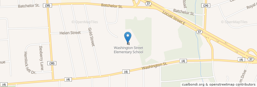 Mapa de ubicacion de Washington Street Elementary School en 美利坚合众国/美利堅合眾國, 新泽西州 / 新澤西州 / 紐澤西州, Ocean County, Toms River.