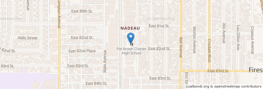 Mapa de ubicacion de Pat Brown Charter High School en 미국, 캘리포니아주, Los Angeles County.